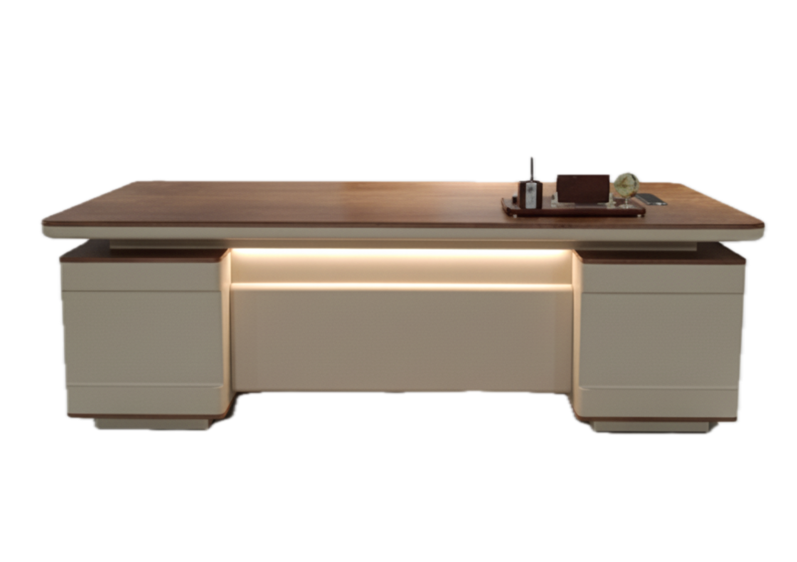 Bureau direction compact Walnut Executive 200 / 220 / 240 – Noyer haut de gamme