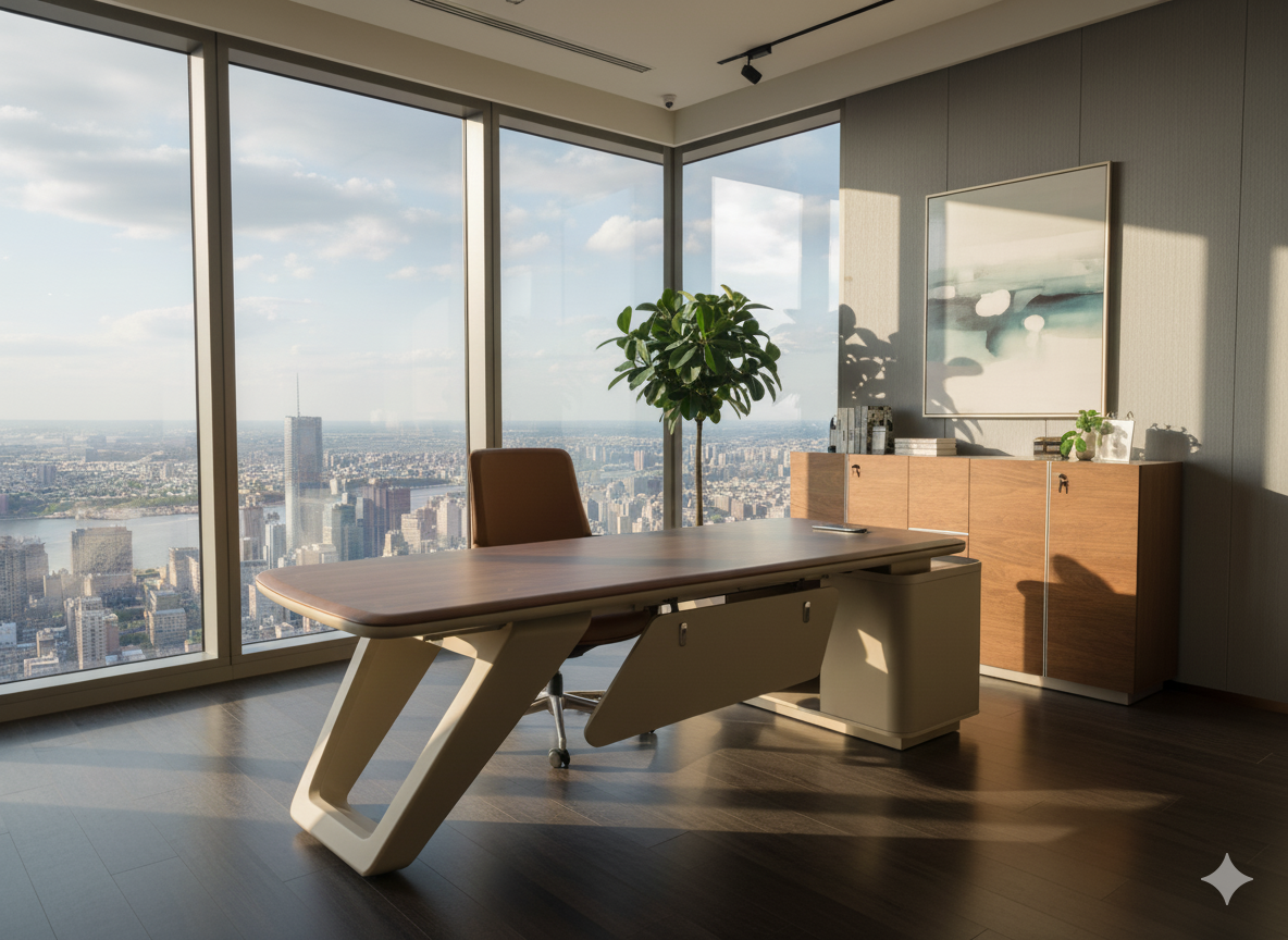 Bureau en angle Walnut Executive 240 / 260 / 300 – Noyer haut de gamme – Image 3