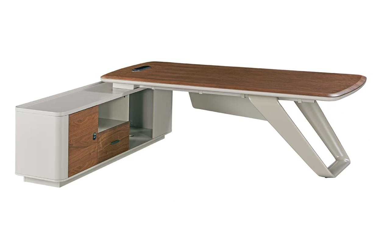 Bureau en angle Walnut Executive 240 / 260 / 300 – Noyer haut de gamme – Image 2