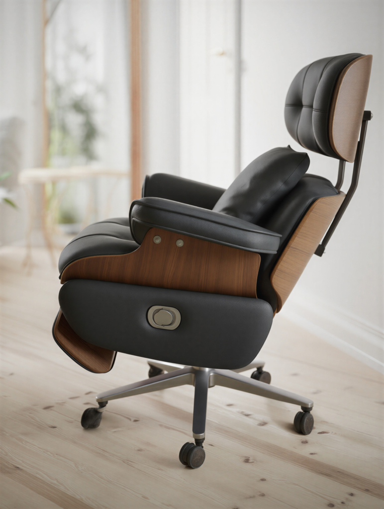 Fauteuil de direction L'Executive Heritage cuir haut de gamme et bois noble vue de profil
